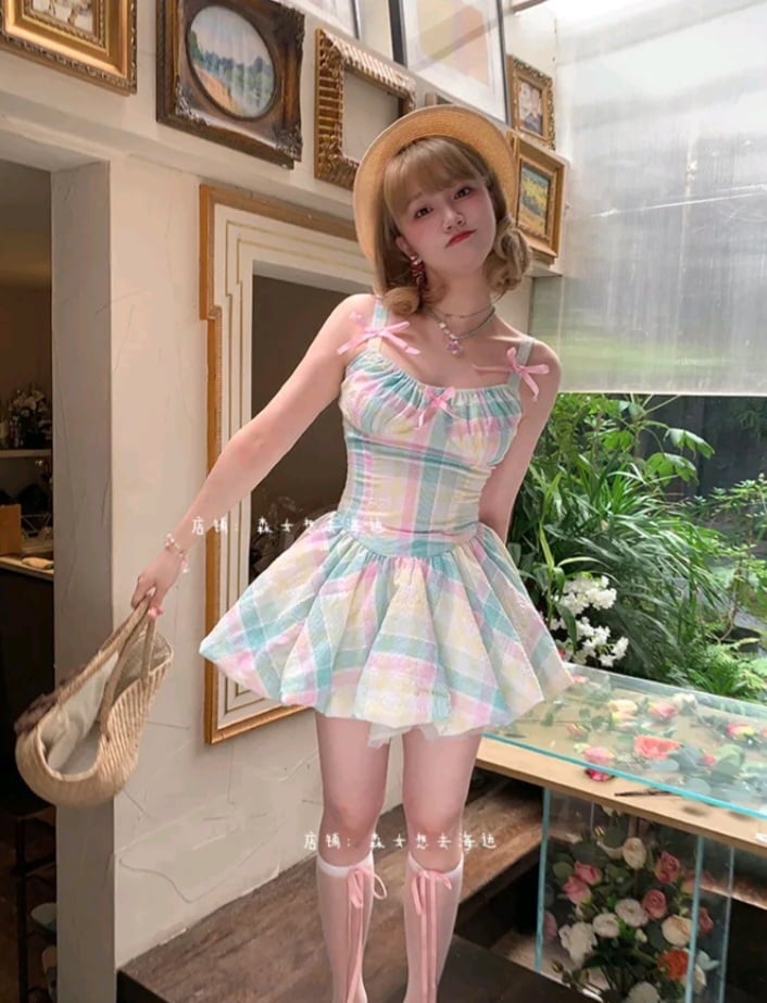Rainbow Fairy Bow Colorful Mini Dress