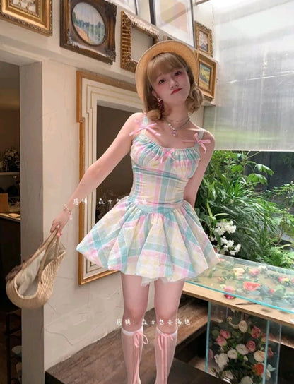 Rainbow Fairy Bow Colorful Mini Dress