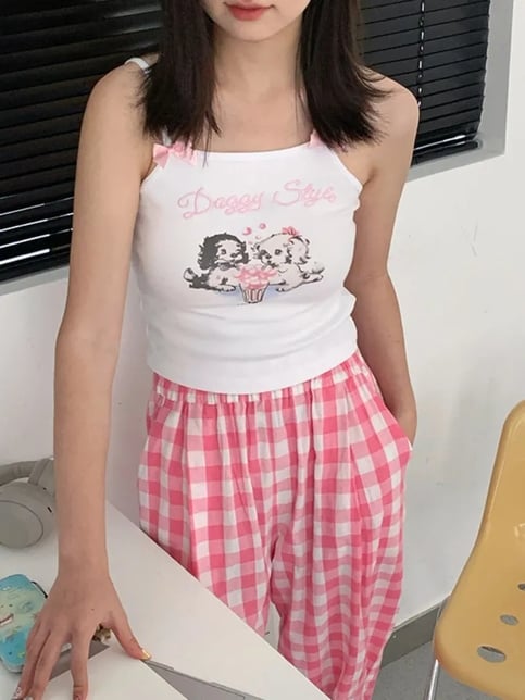 Dog Bow Print Tank Top