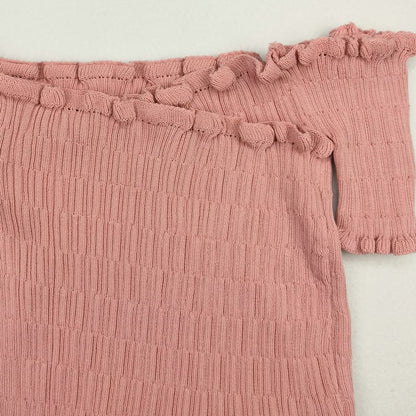 Cute Sexy Knit Crochet Off Shoulder Crop Top Shirt Tee T-shirt E-Girl Kawaii Korean Japanese Harajuku Retro Streetwear Aesthetic