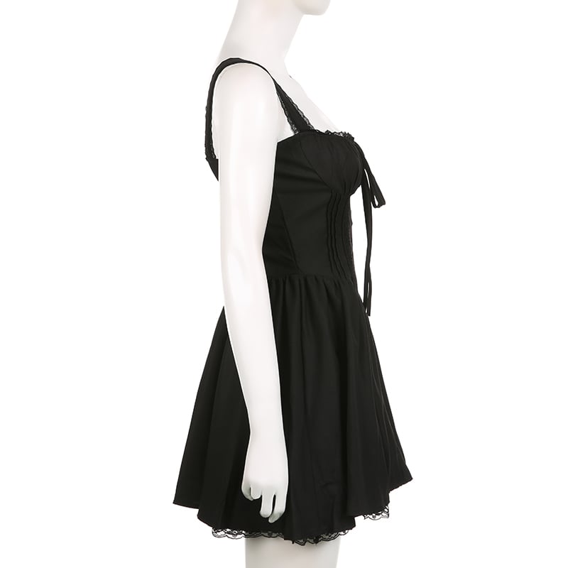 White Lace Panel A-Line Corset Dress
