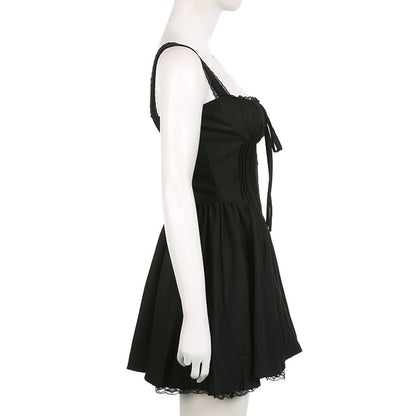 White Lace Panel A-Line Corset Dress