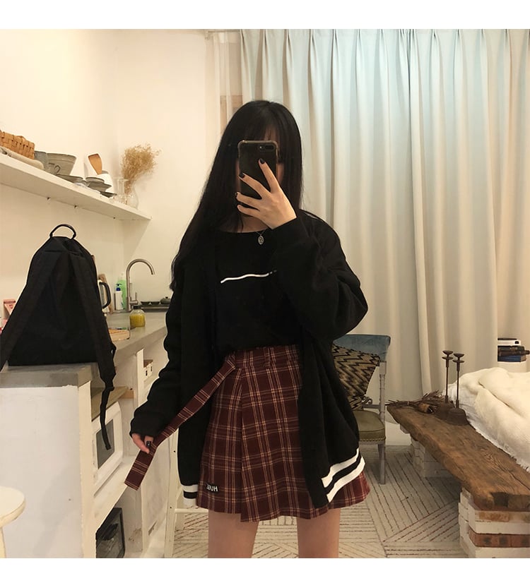 Cute Plaid Checkered High Waisted Mini Skirt Preppy School Girl Vintage Autumn Winter E-Girl Kawaii Korean Japanese Harajuku Retro Streetwear
