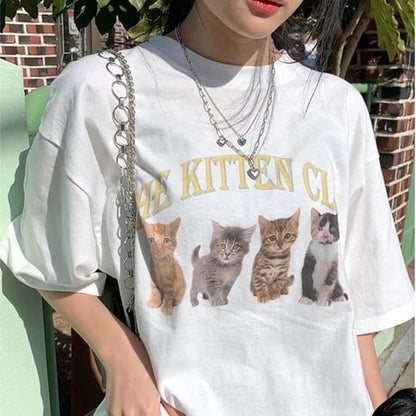Kitten Print Short Sleeve T-shirt