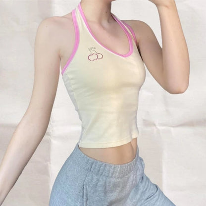 Cherry Rhinestone Patchwork Tank Top