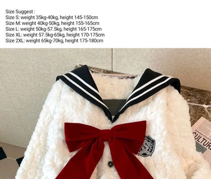 Japanese Sailor Fluffy Bow Knot Jacket