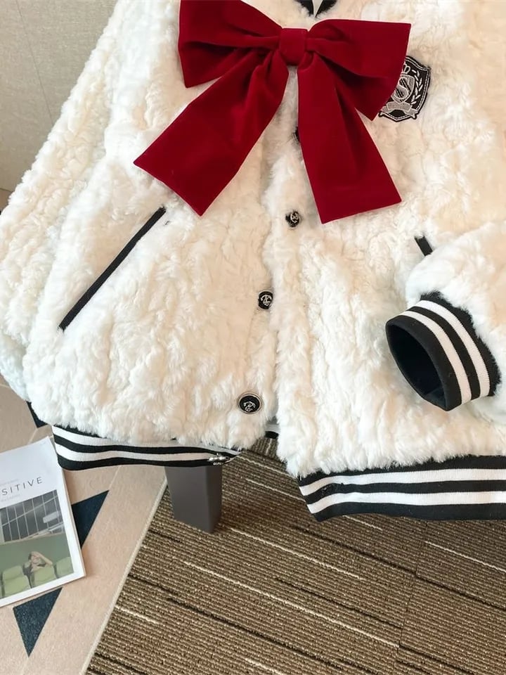 Japanese Sailor Fluffy Bow Knot Jacket