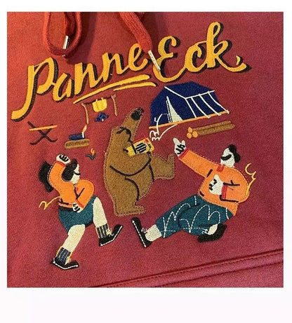 Cute Vintage Retro Camping Print Oversize Loose Hoodie Sweater Sweatshirt Pullover Jumper Casual E-Girl Kawaii Korean Japanese Harajuku Streetwear