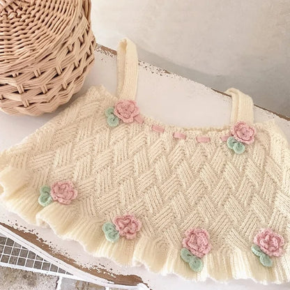 Sweet Floral Knit Vest Tank Top