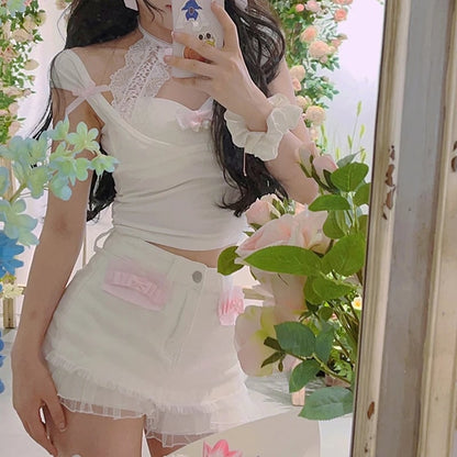 Sweet Bow Patchwork Tank Top