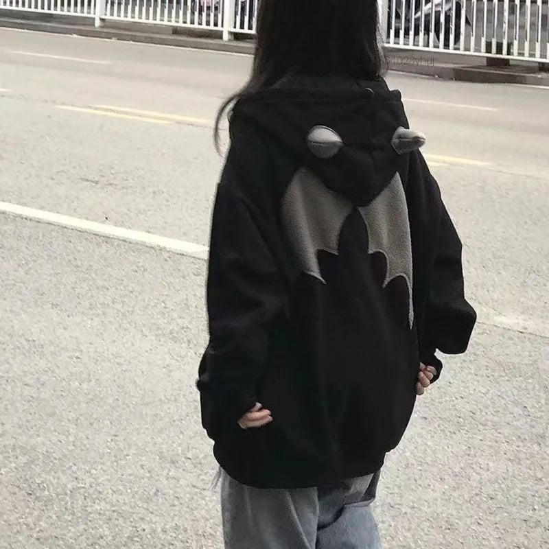Demon Horn Oversized Zipper Hoodie