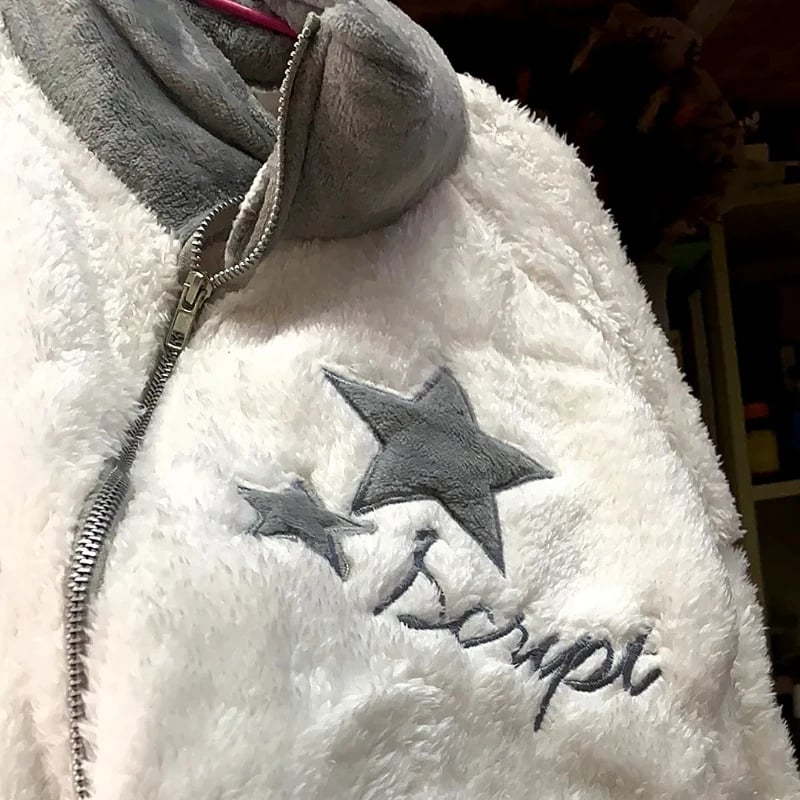 White Fluffy Star Jacket