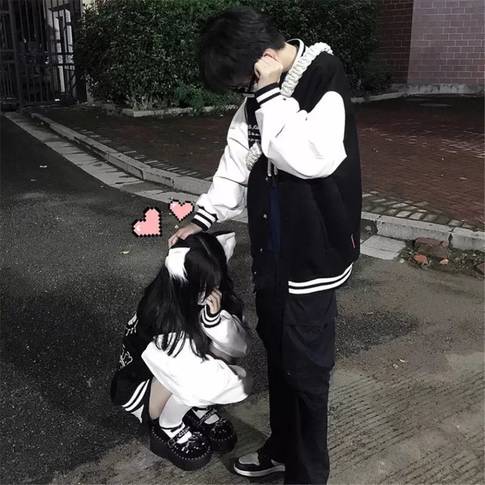 Cute Kitty Cat Cartoon Black Oversize Zipper Jacket Hoodie Sweatshirt Pullover Vintage Aesthetic Casual E-Girl Kawaii Korean Japanese Harajuku