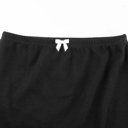 Cute Sexy 90s Vintage Sweet Bow Lace Trim Solid Black High Waisted Mini Skirt Bottoms Aesthetic Goth E-Girl Kawaii Korean Japanese Harajuku Streetwear
