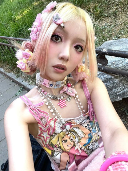 Anime Colorful Print Tank Top