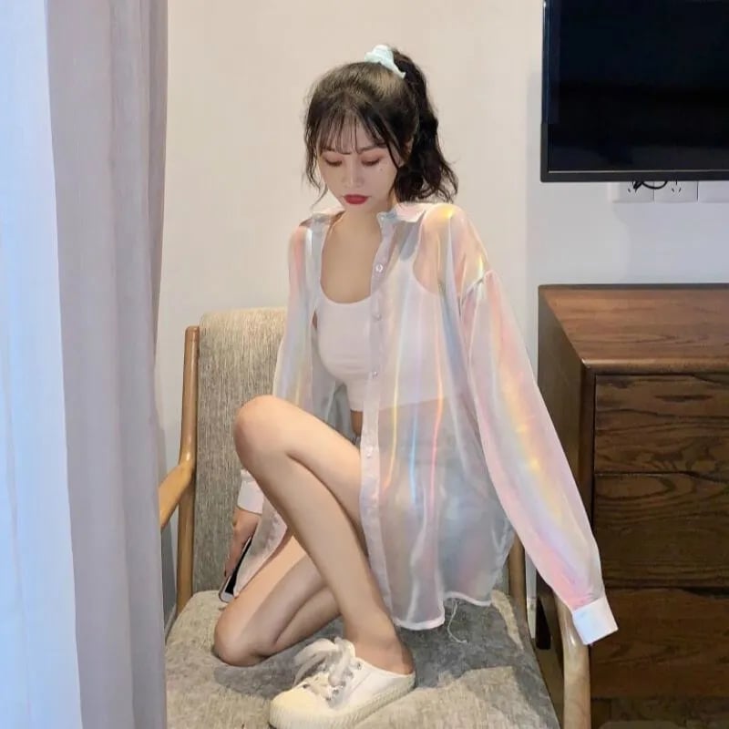Sheer Laser Long Sleeve Shirt