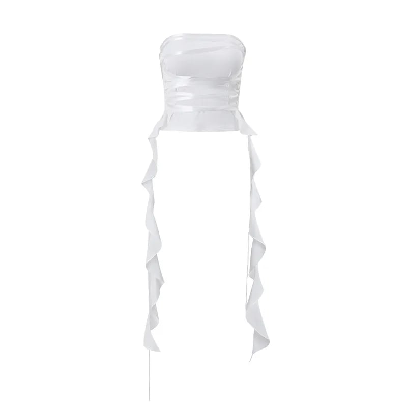 Bandage Ribbon Lace Up Tube Top