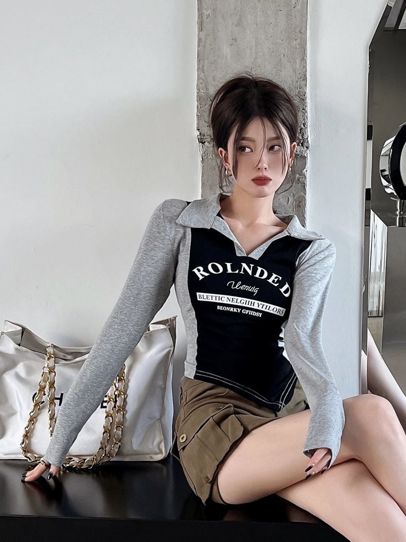 Y2K Collar Long Sleeve Shirt