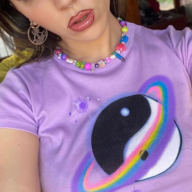 Purple Ying Yang Short Sleeve Shirt