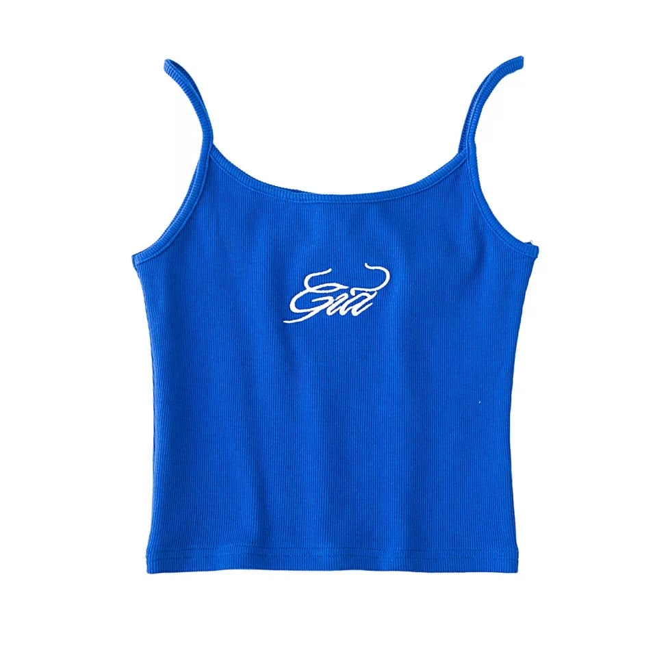 Cute Sexy Solid Letter Embroidery Ribbed Crop Top Tank Sleeveless Shirt Vest Aesthetic Casual Summer E-Girl Kawaii Korean Japanese Haraju