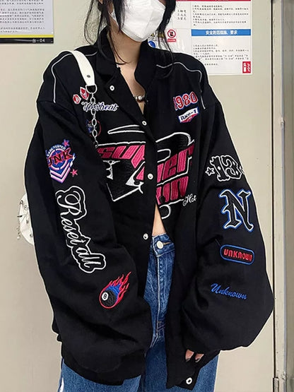 Racing Color Block Bomber Zipper Varsity Jacket
