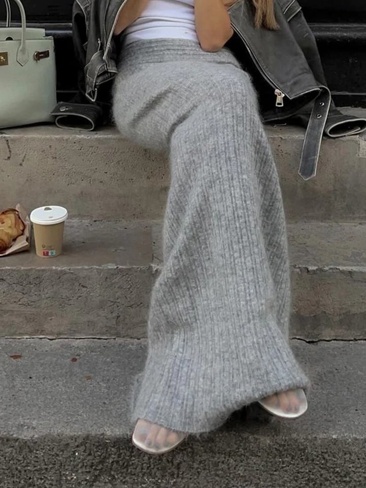 Grey Knit Low Raise Skirt