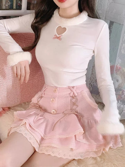 Sweet Japanese Lace High Waist Mini Skirt