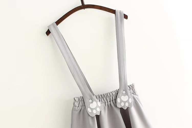 Cute Cartoon Sweet Cat Dog Paw Embroidery Skater Skirt Strap Suspenders Mini Skirt E-Girl Kawaii Korean Japanese Harajuku Streetwear