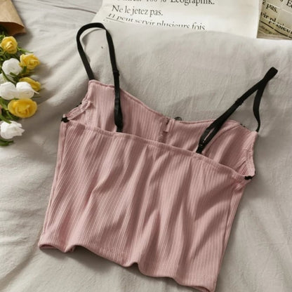 Cute Sexy Purple Knit Crop Top Sleeveless Tank Camisole Aesthetic Casual Summer E-Girl Kawaii Korean Japanese Harajuku