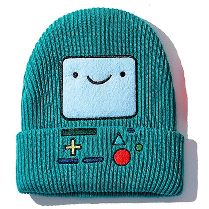 Cute BMO Game Boy Cartoon Embroidery Beanie Knit Winter Cap Hat Unisex Aesthetic Casual Summer E-Girl Kawaii Korean Japanese Harajuku