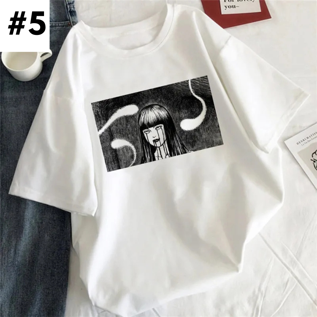 Anime Girl Tearful Print Short Sleeve T-shirt