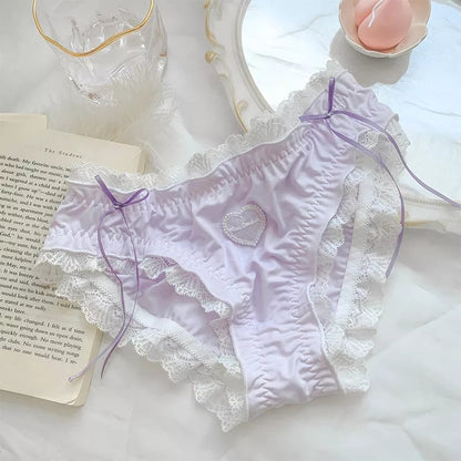 Love Heart Lace Cotton Panties