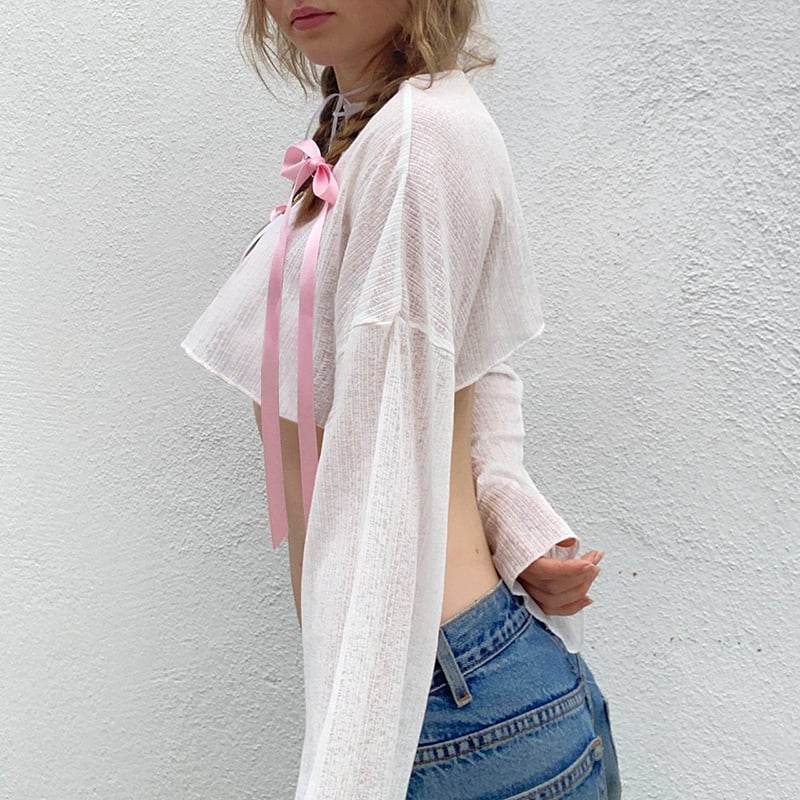 White Loose Smock Long Sleeve Shirt