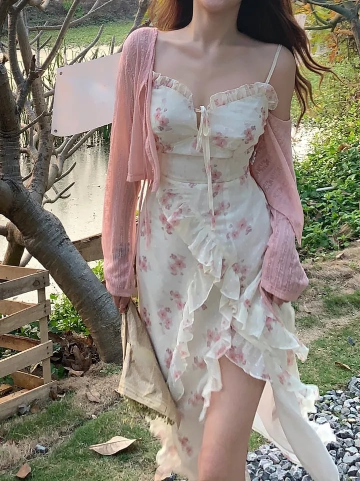 Vintage Floral Sleeveless Midi Dress