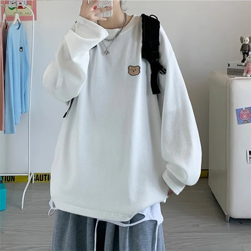 Girl Embroidery Waffle Sweater