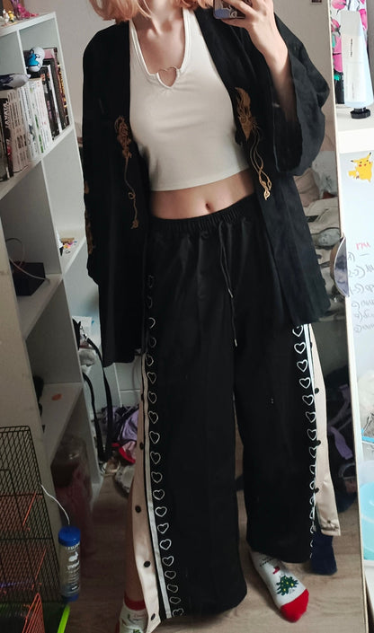 Oversized Heart Loose Split Baggy Trousers