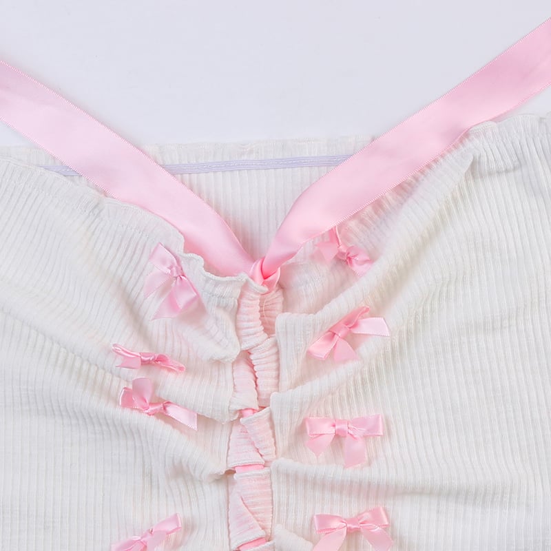 Pink Sweet Bow Split Bandage Top