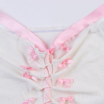 Pink Sweet Bow Split Bandage Top