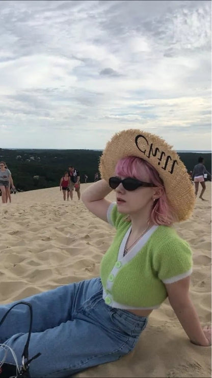 Cute Vintage Sweater Cardigan Knit Crop Top Short Sleeve Shirt Tee T-shirt E-Girl Kawaii Korean Japanese Harajuku Chinese Retro Streetwear Aesthetic