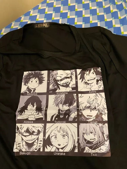 Cute Japanese Anime Print Oversized Short Sleeve Shirt