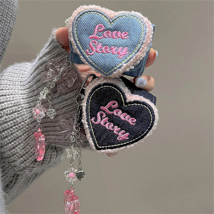 3D Denim Love Heart Coin Purse