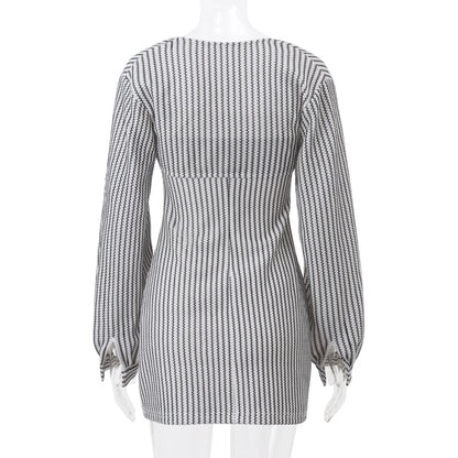 2PCS Vertical Stripe Slip Dress + Jacket