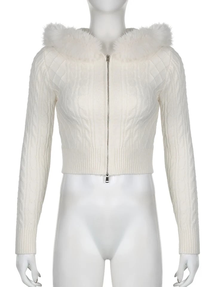 Furry Hoode Cropped Jacket