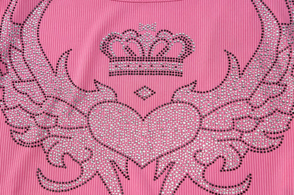 Pink Heart Rhinestone Tank Top