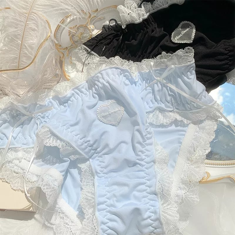 Love Heart Lace Cotton Panties