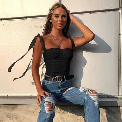 Sweet Bow Bustier Bandage Crop Top