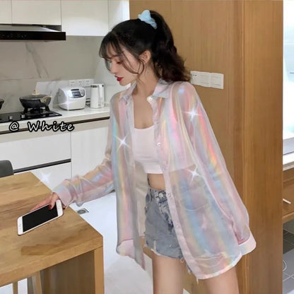 Sheer Laser Long Sleeve Shirt