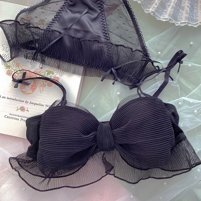 Sweet Bow Mesh Bra + Panties Set