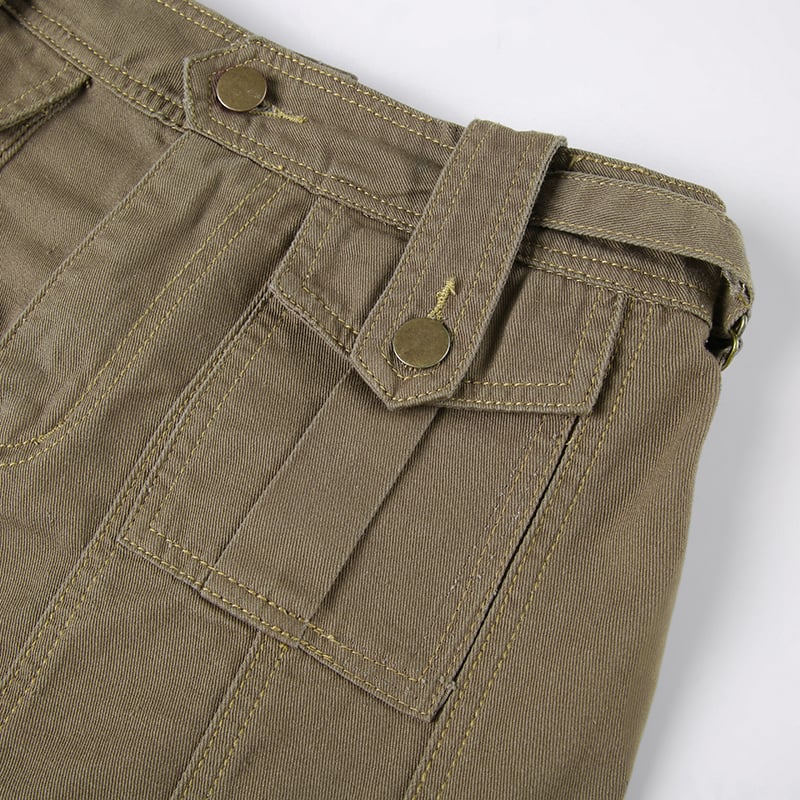 Brown Cargo Pocket Mini Skirt