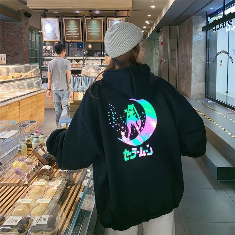 Anime Girl Japanese Print Glow in Dark Sweater